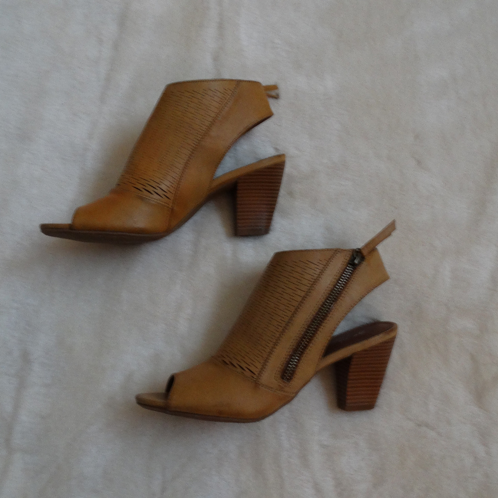 GNW Tan Open Toe Booties Sandals